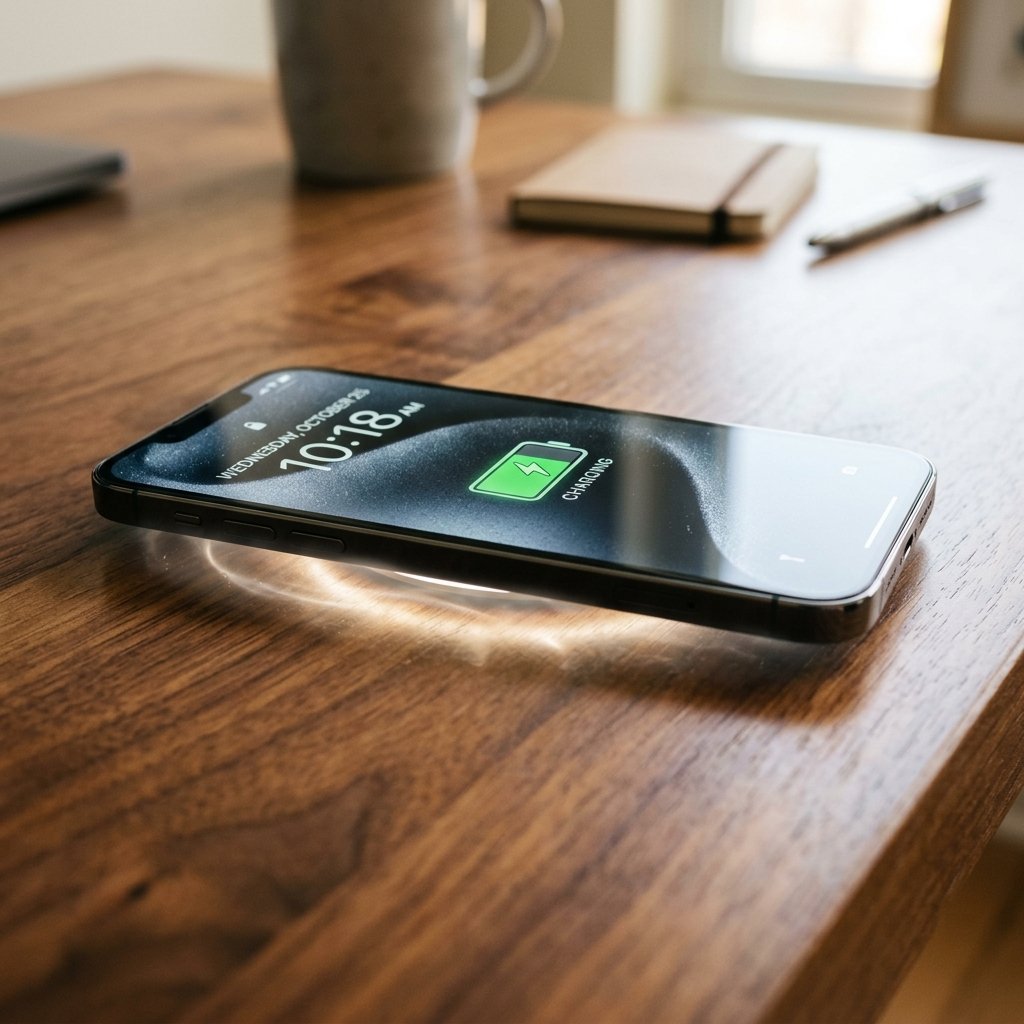 Glowing Phone on Desk
